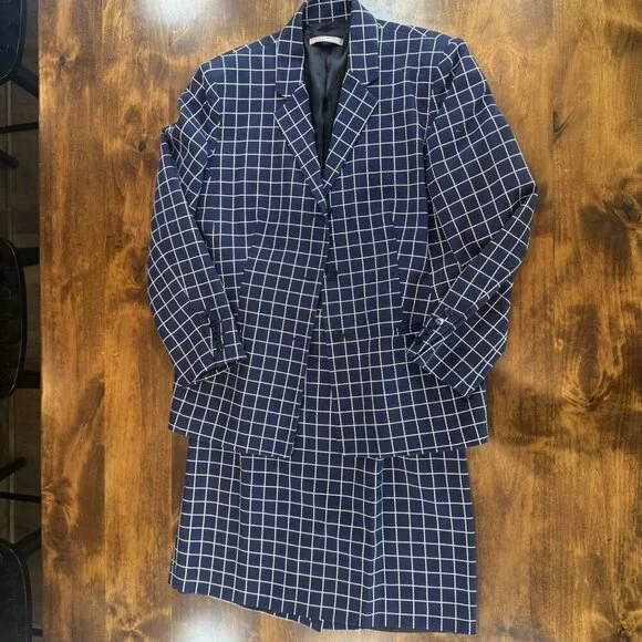 Nicola Vintage Italian Navy Blue Blazer and Skirt Set size 14 - Picture 2 of 16